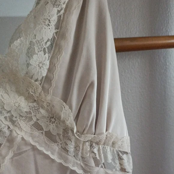 Abercrombie & Fitch Cream Satin Lace Midi Maxi Slip Dress Side Zipper Size XS - Picture 7 of 14